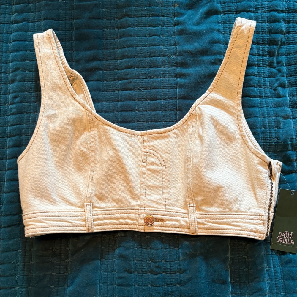 Wild Fable Cream Cropped Top